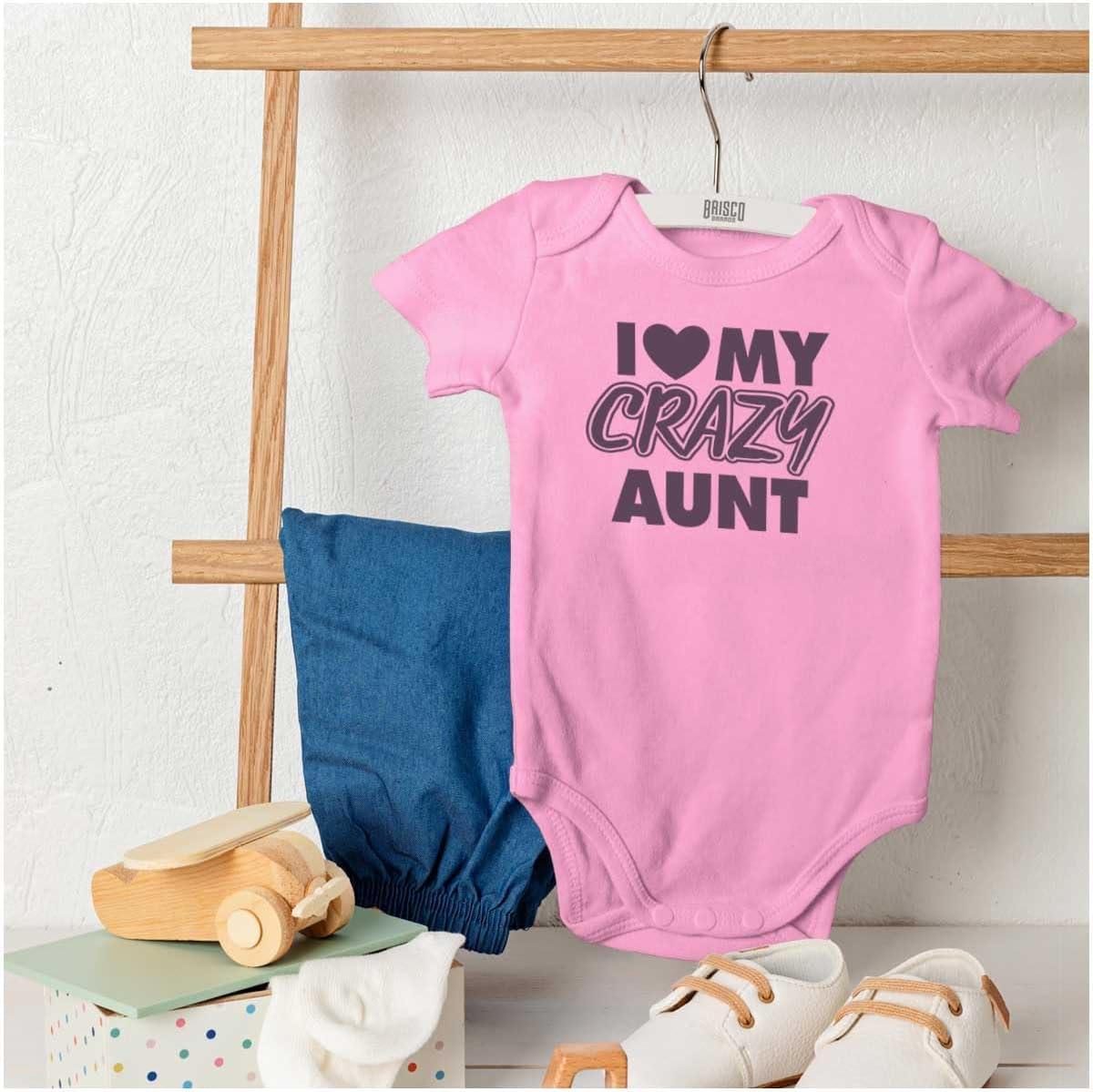 imageBrisco Brands Love My Crazy Aunt Funny Cool Auntie Baby Romper Boys or GirlsPink