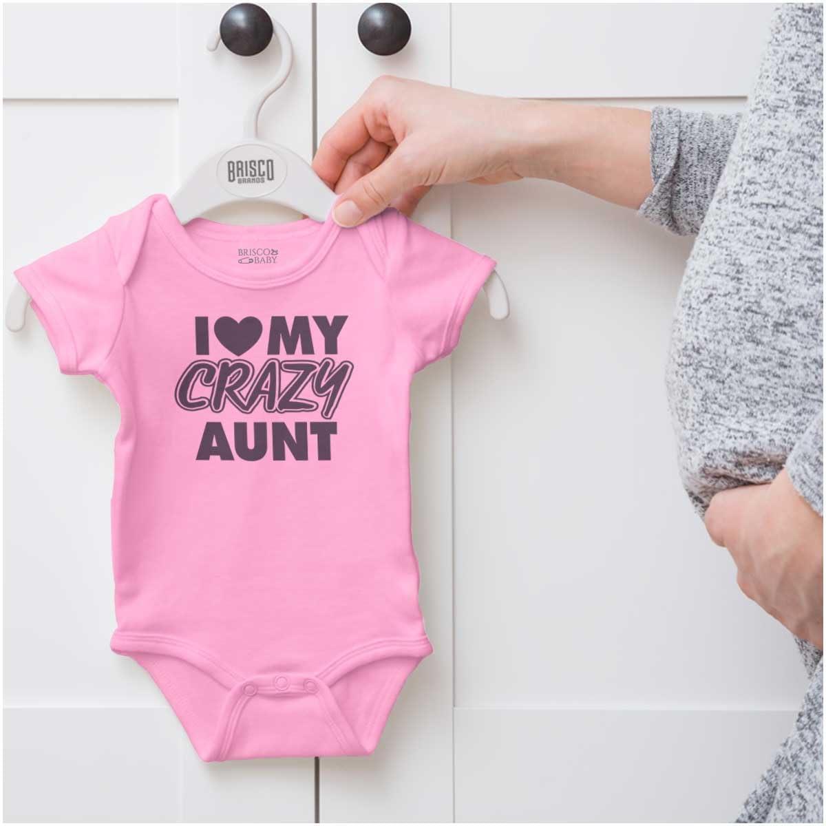 imageBrisco Brands Love My Crazy Aunt Funny Cool Auntie Baby Romper Boys or GirlsPink