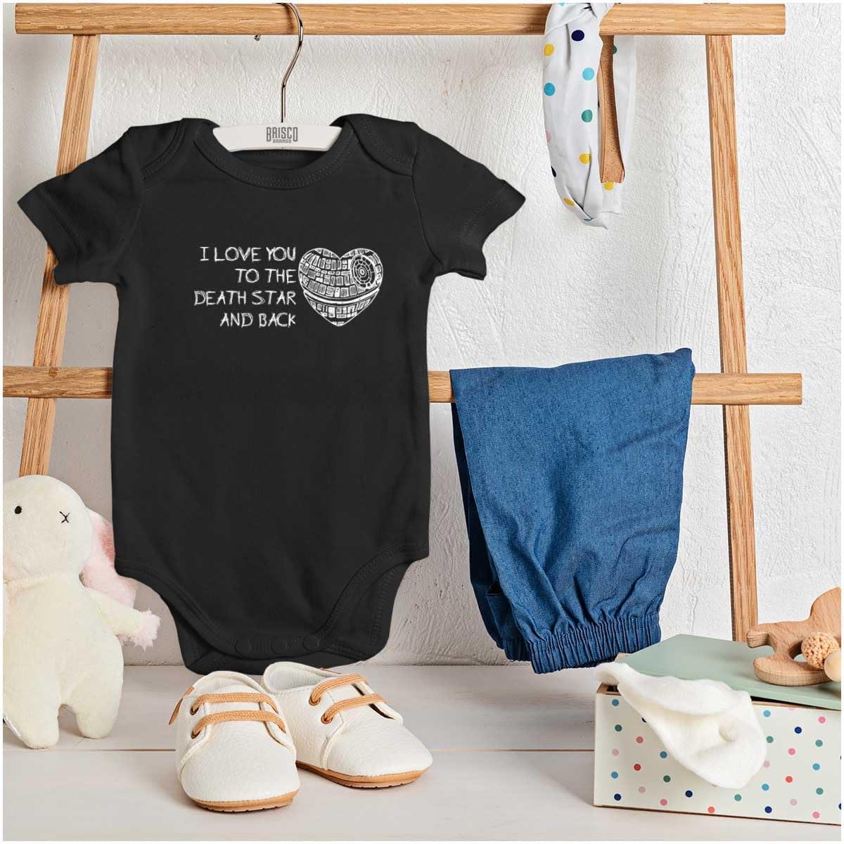 imageBrisco Brands Love You Death Star and Back Galaxy Baby Bodysuit Jumper GirlsBlack