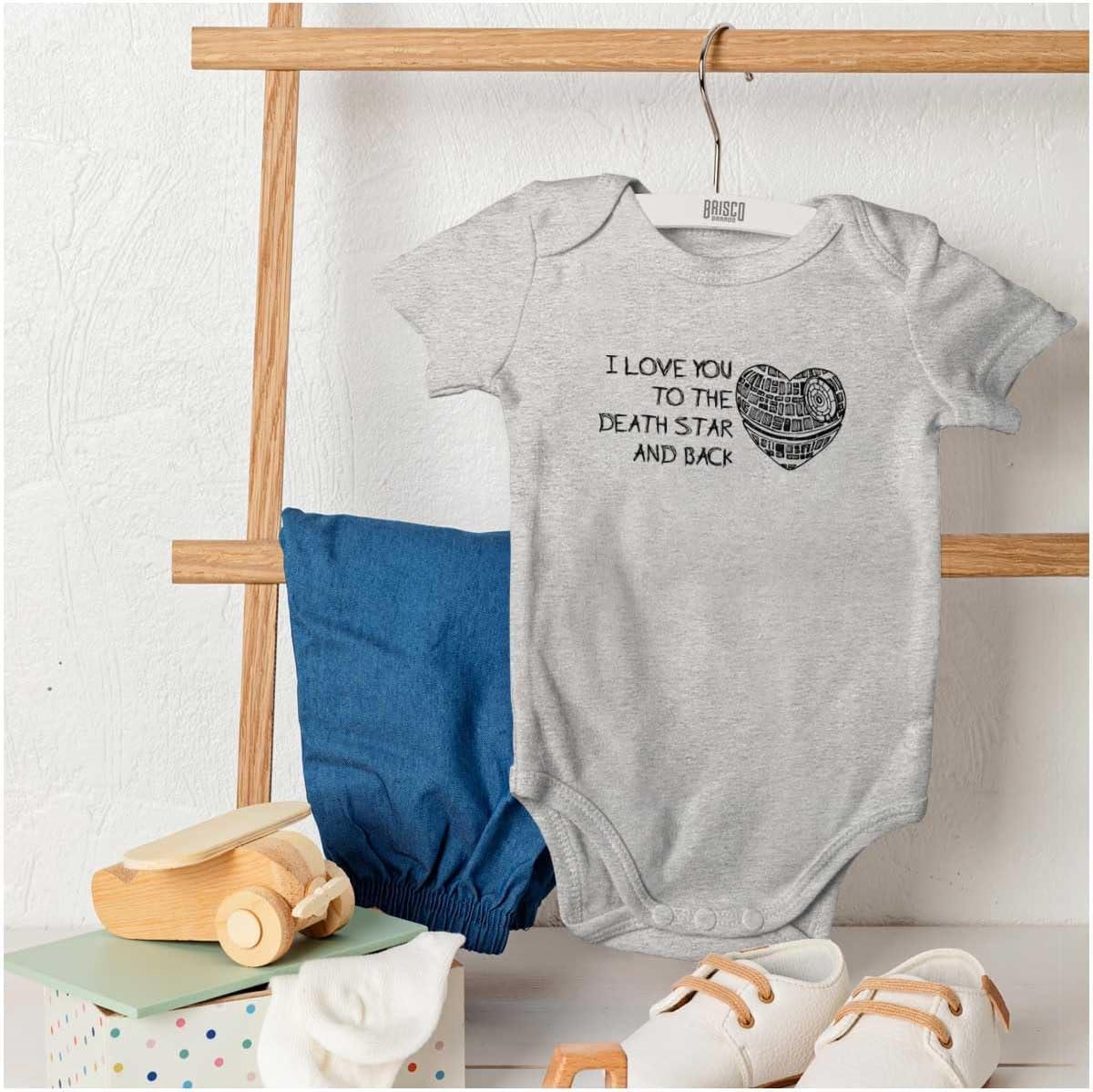 imageBrisco Brands Love You Death Star and Back Galaxy Baby Bodysuit Jumper GirlsHeather