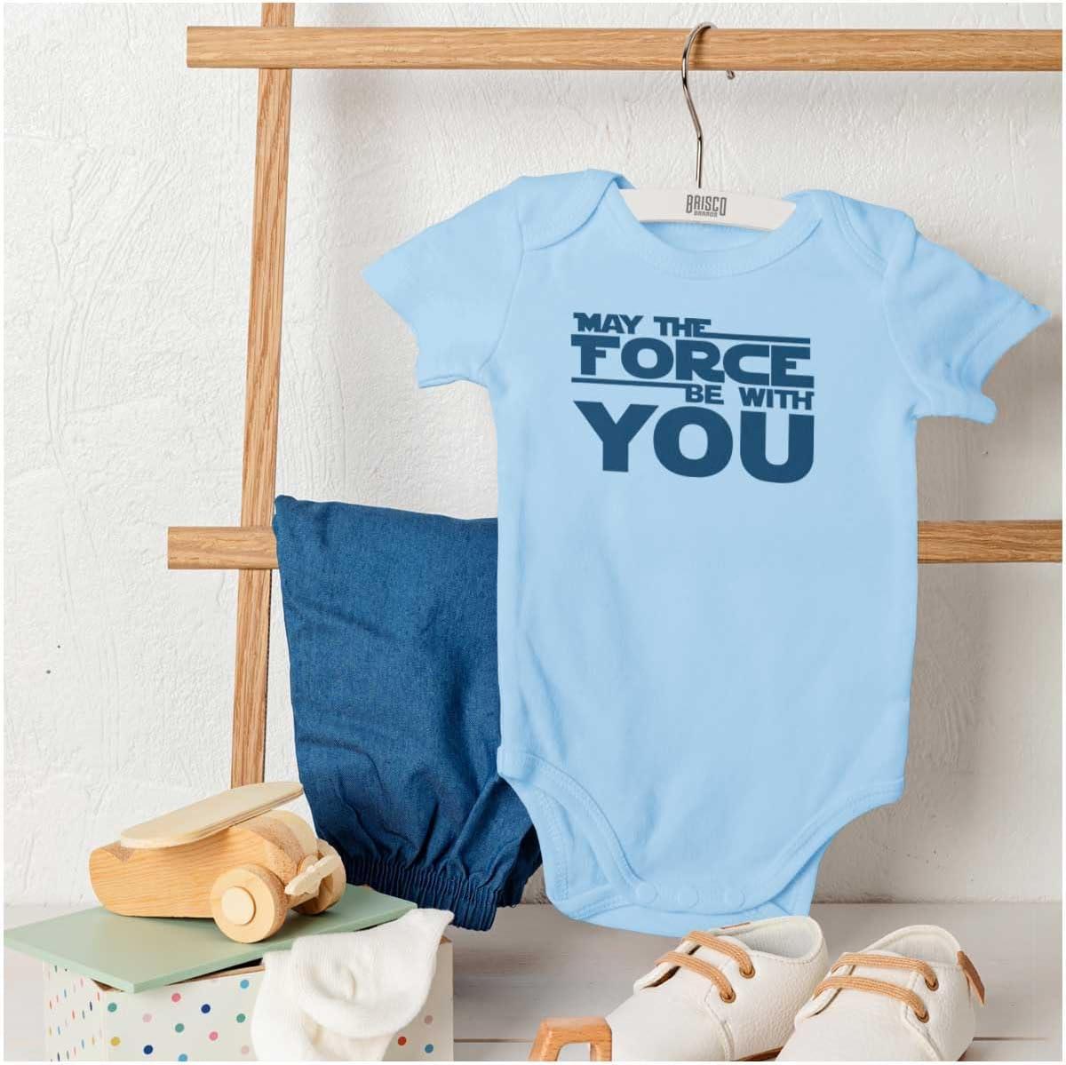 imageBrisco Brands May The Universe Be With You Baby Romper Boys or GirlsLight Blue