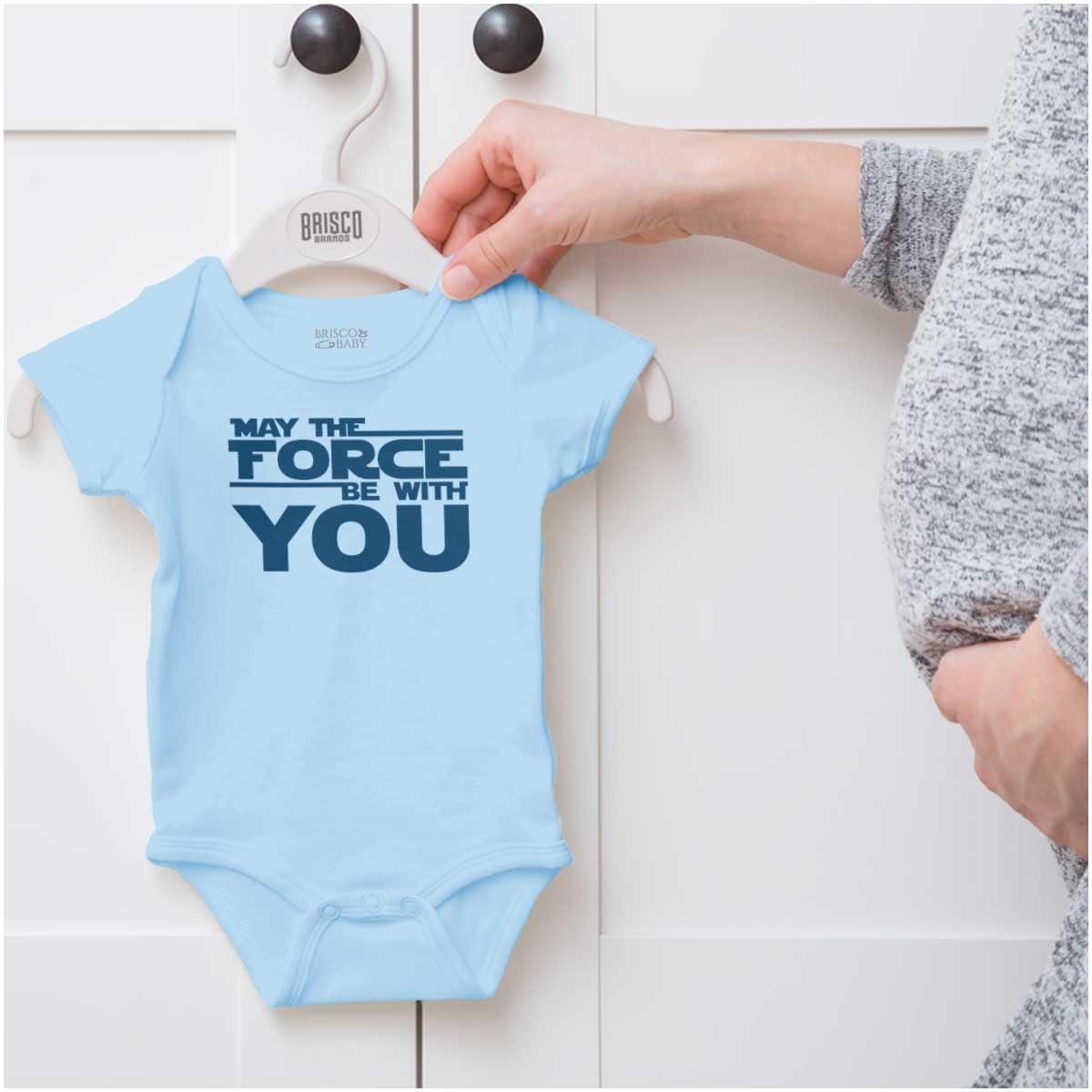 imageBrisco Brands May The Universe Be With You Baby Romper Boys or GirlsLight Blue
