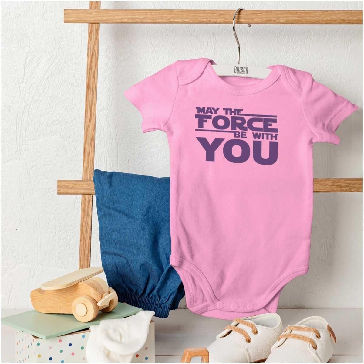imageBrisco Brands May The Universe Be With You Baby Romper Boys or GirlsPink