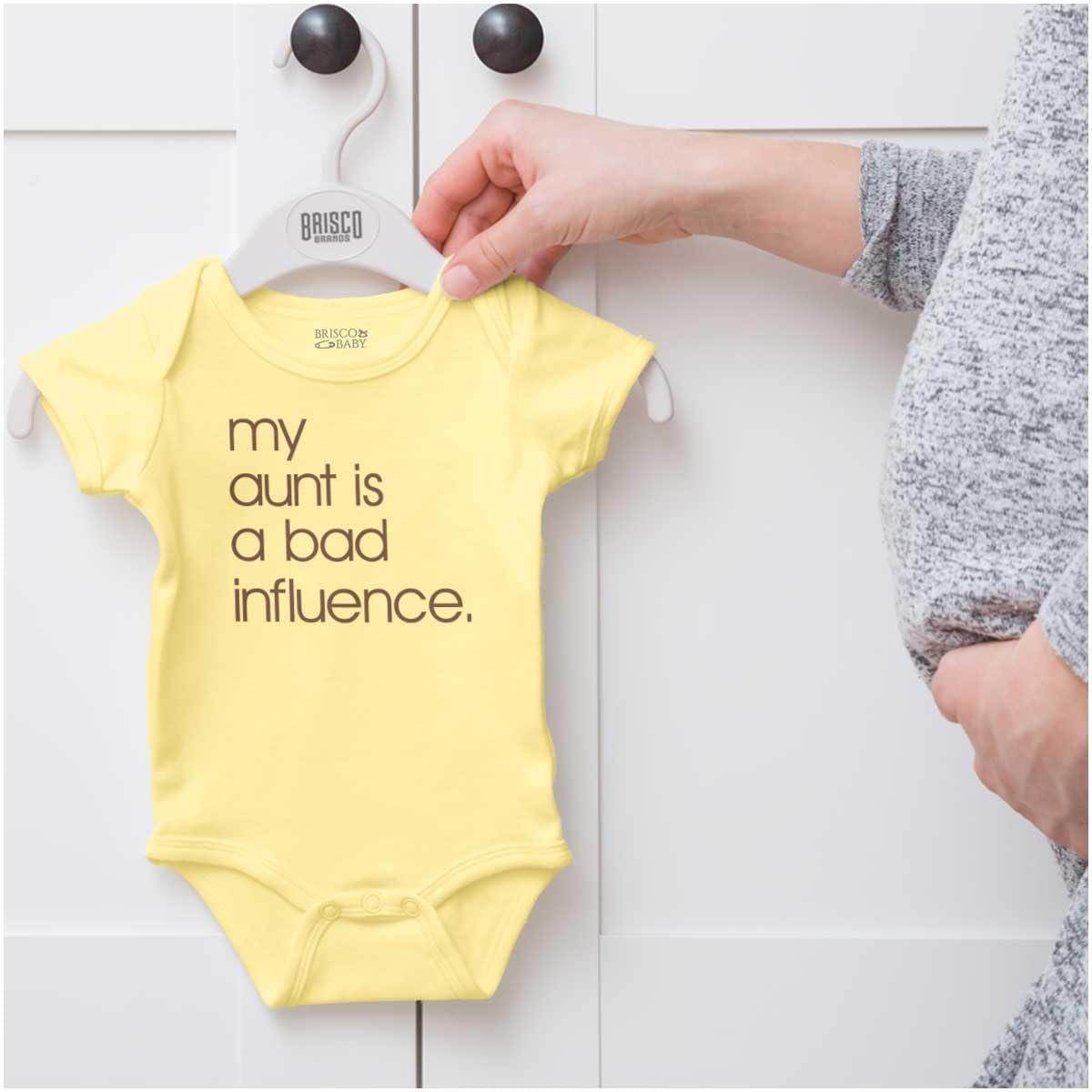 imageBrisco Brands My Aunt is a Bad Influence Funny Cute Baby Romper Boys or GirlsBanana