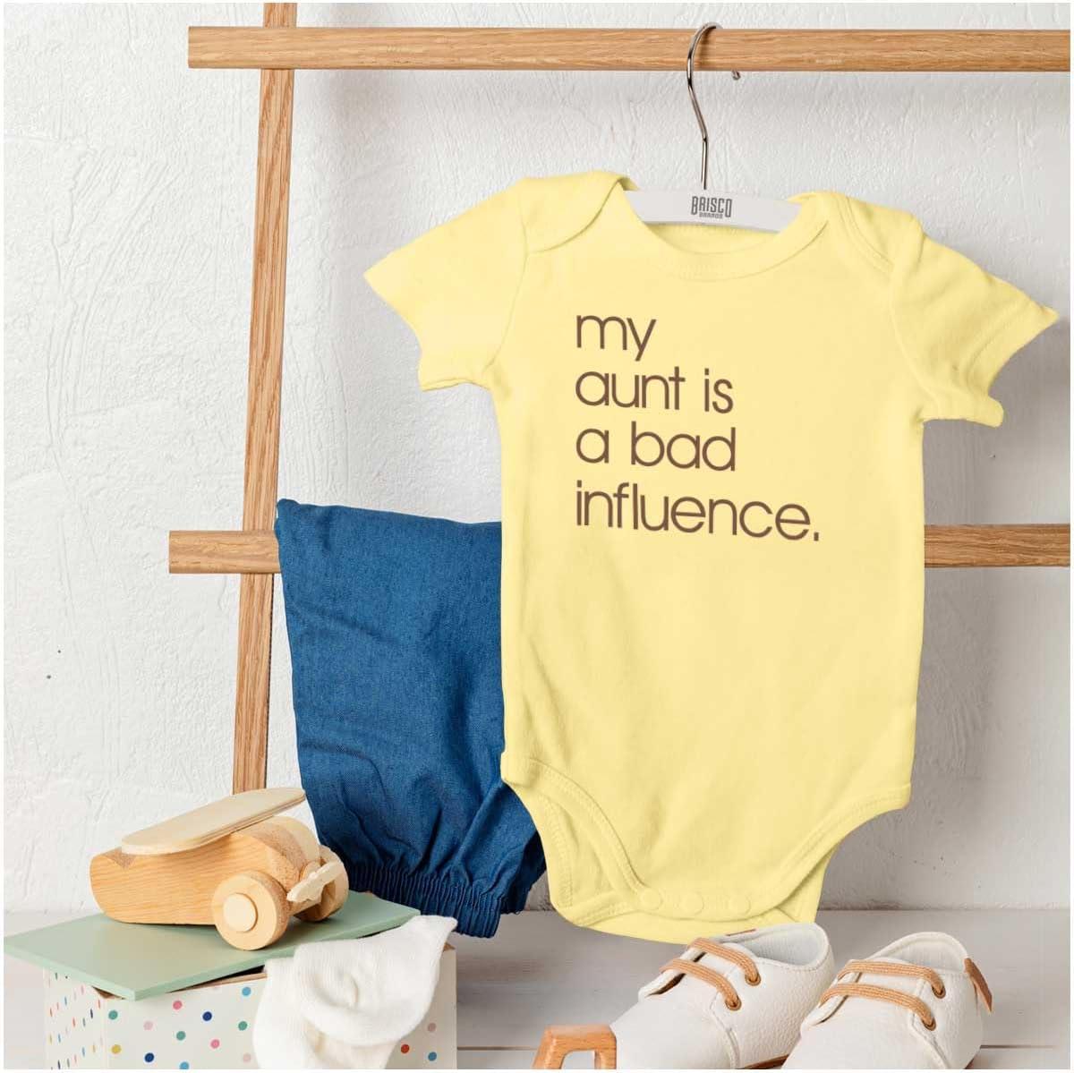 imageBrisco Brands My Aunt is a Bad Influence Funny Cute Baby Romper Boys or GirlsBanana