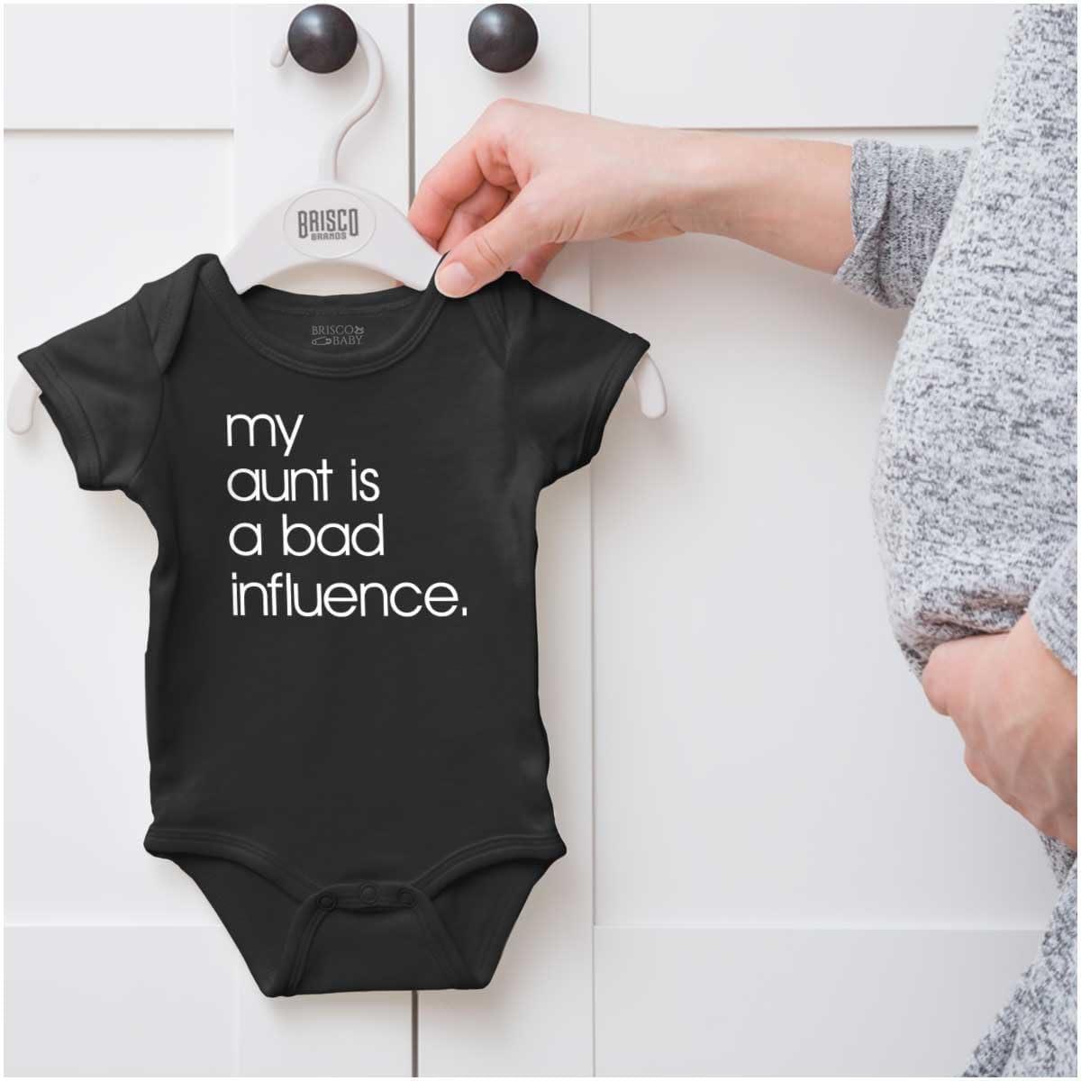 imageBrisco Brands My Aunt is a Bad Influence Funny Cute Baby Romper Boys or GirlsBlack