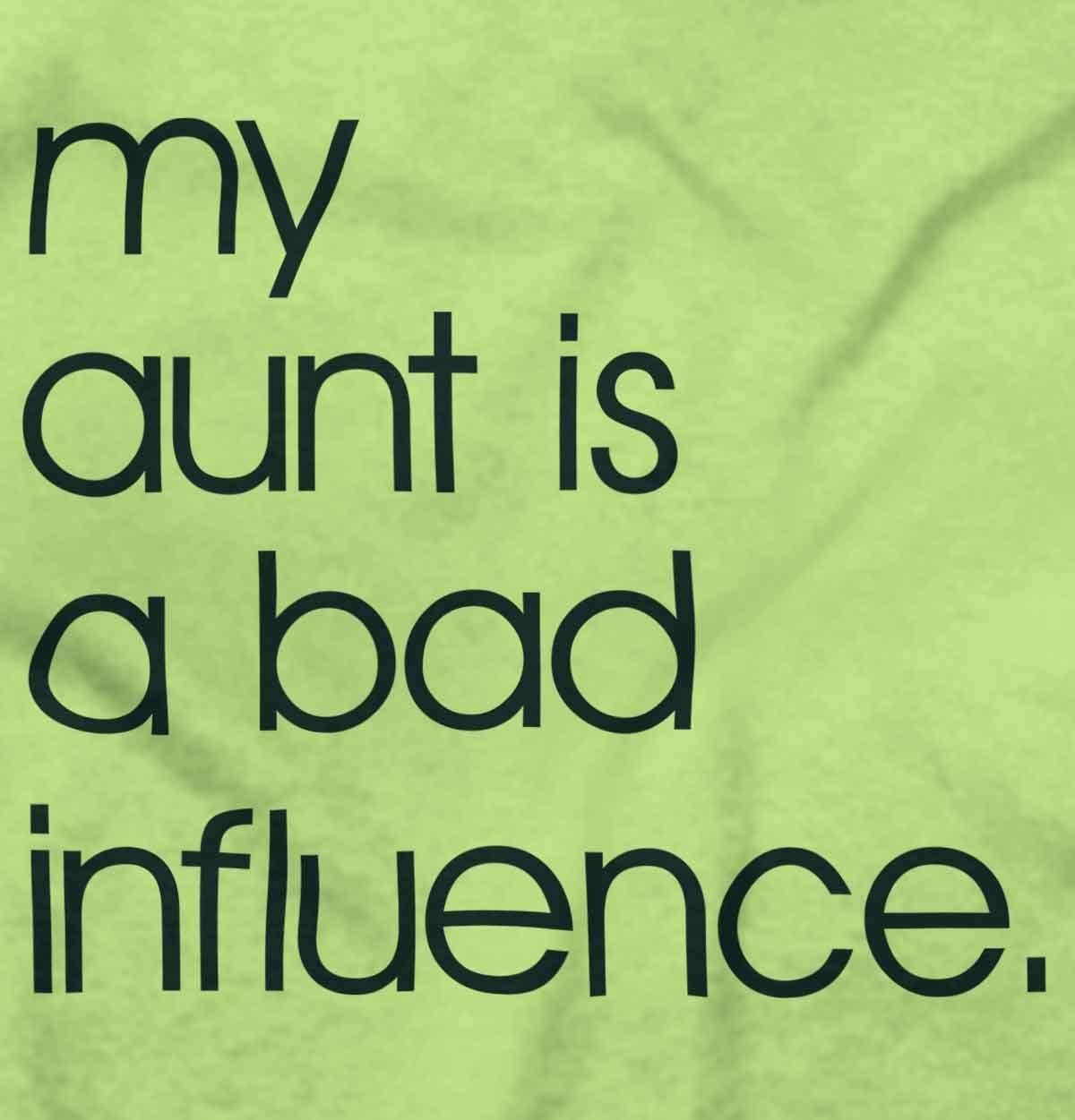 imageBrisco Brands My Aunt is a Bad Influence Funny Cute Baby Romper Boys or GirlsKey Lime
