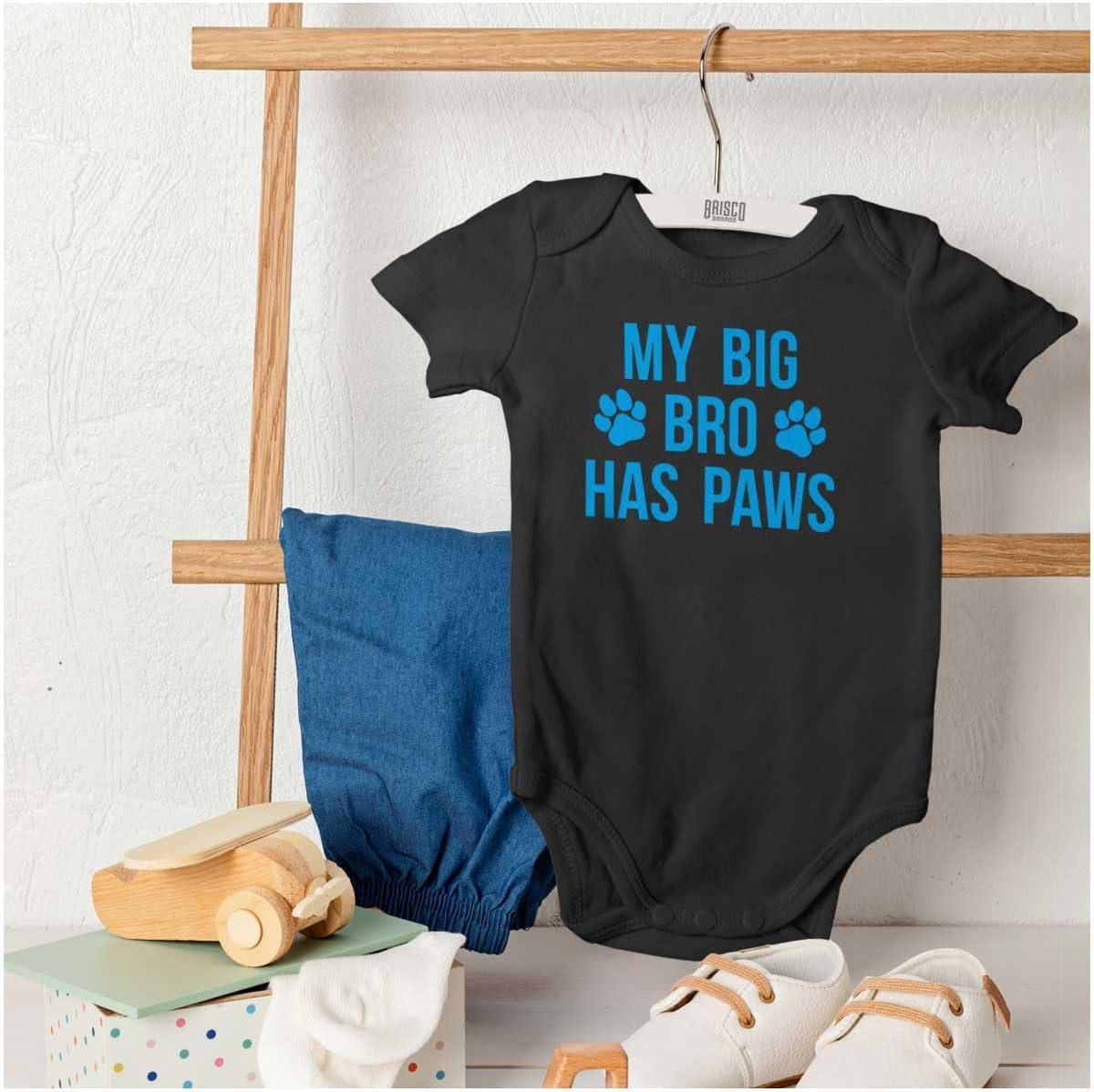 imageBrisco Brands My Big Brother Has Paws Baby Romper Boys or GirlsBlack