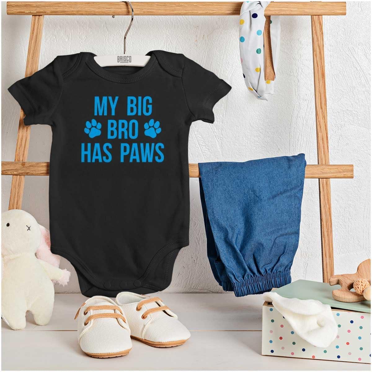imageBrisco Brands My Big Brother Has Paws Baby Romper Boys or GirlsBlack