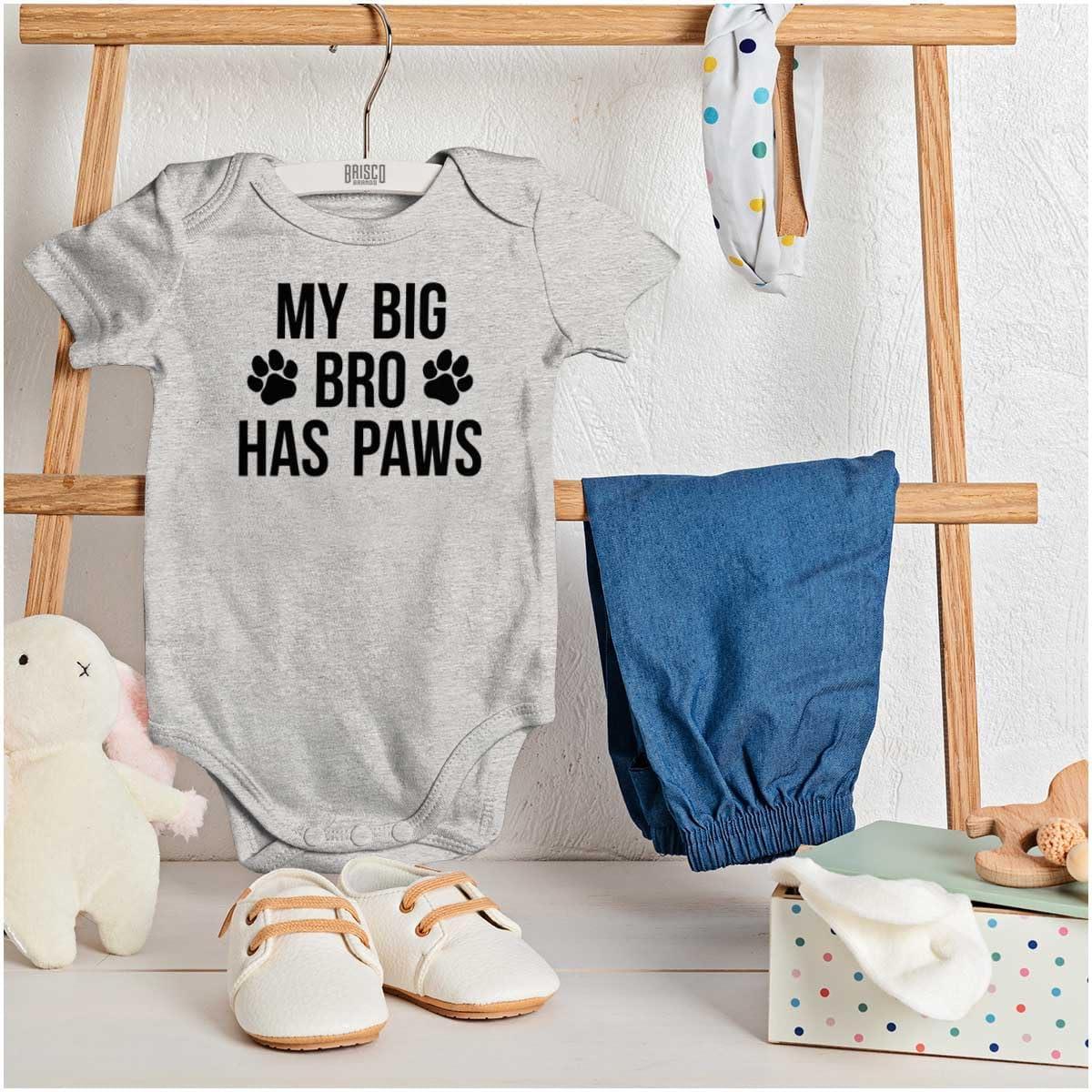 imageBrisco Brands My Big Brother Has Paws Baby Romper Boys or GirlsHeather