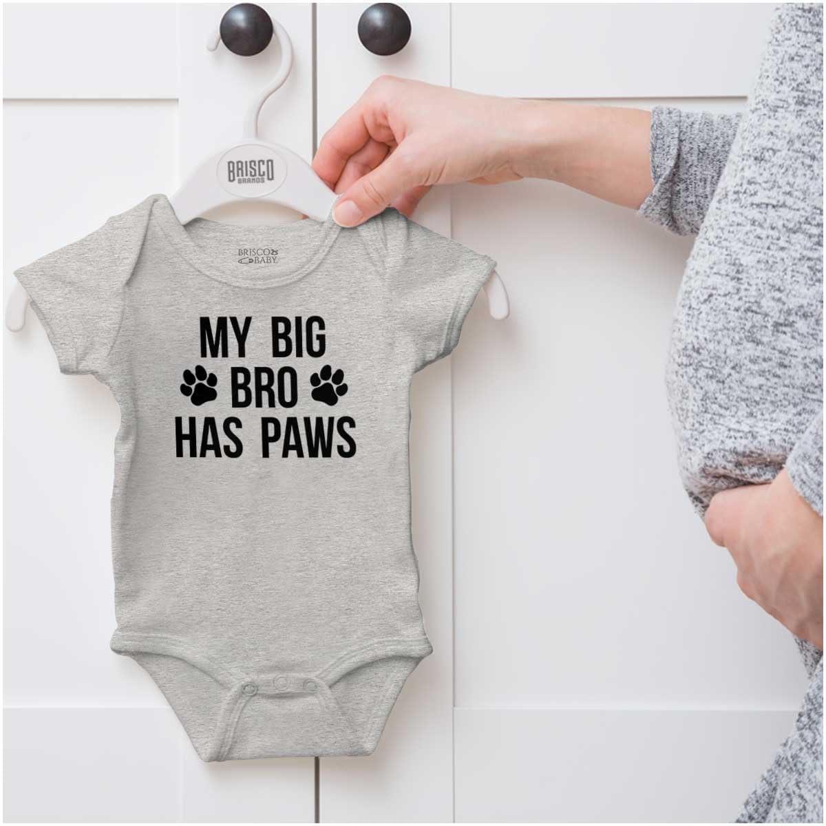 imageBrisco Brands My Big Brother Has Paws Baby Romper Boys or GirlsHeather
