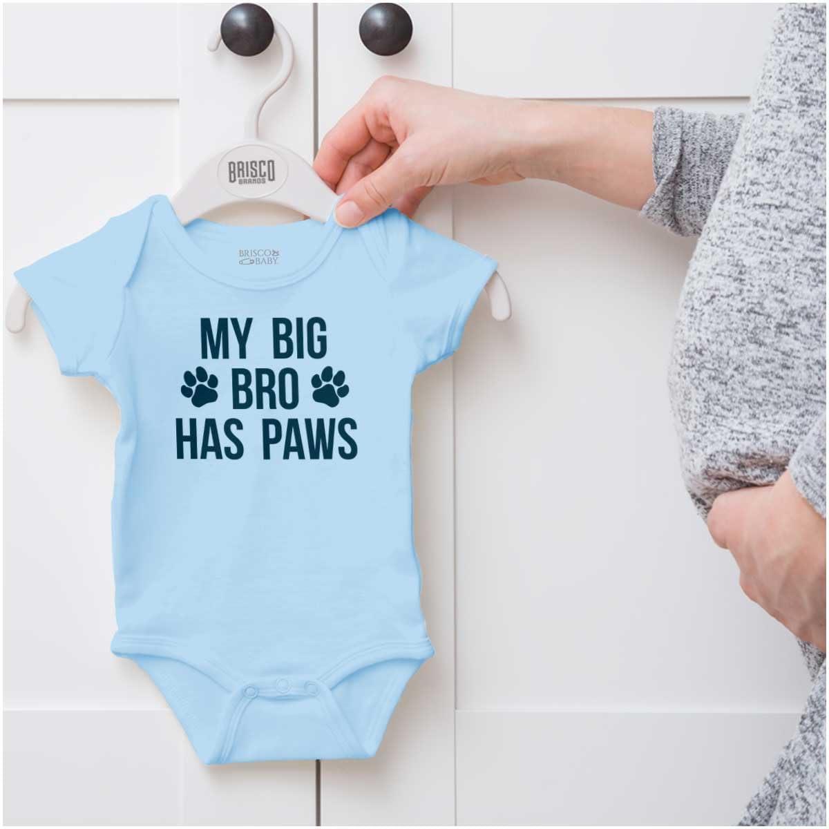 imageBrisco Brands My Big Brother Has Paws Baby Romper Boys or GirlsLight Blue