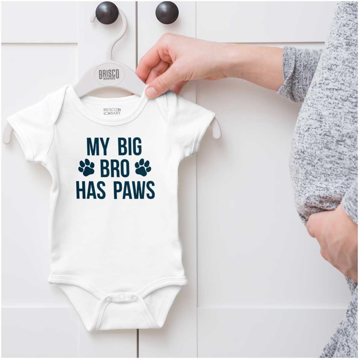 imageBrisco Brands My Big Brother Has Paws Baby Romper Boys or GirlsWhite