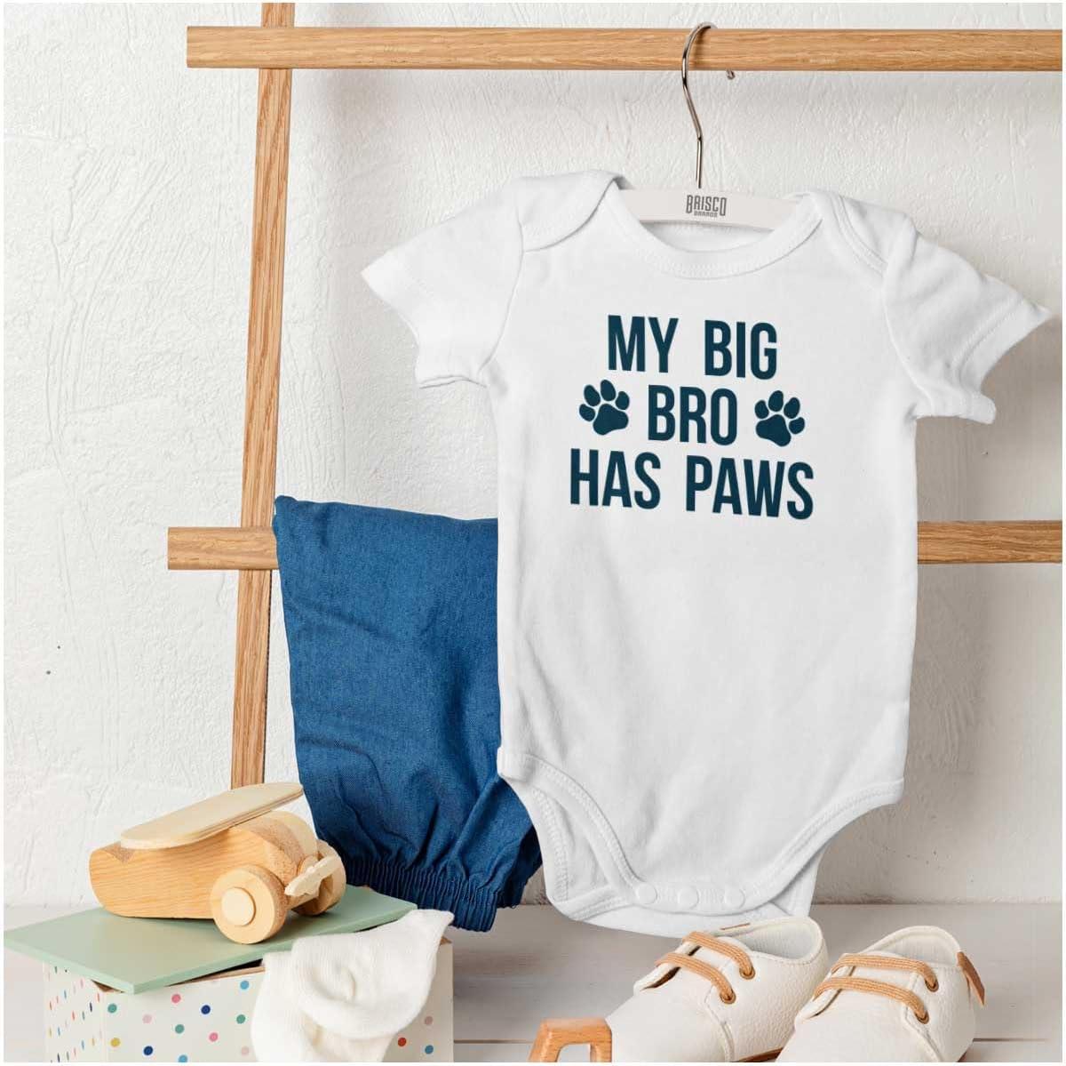 imageBrisco Brands My Big Brother Has Paws Baby Romper Boys or GirlsWhite