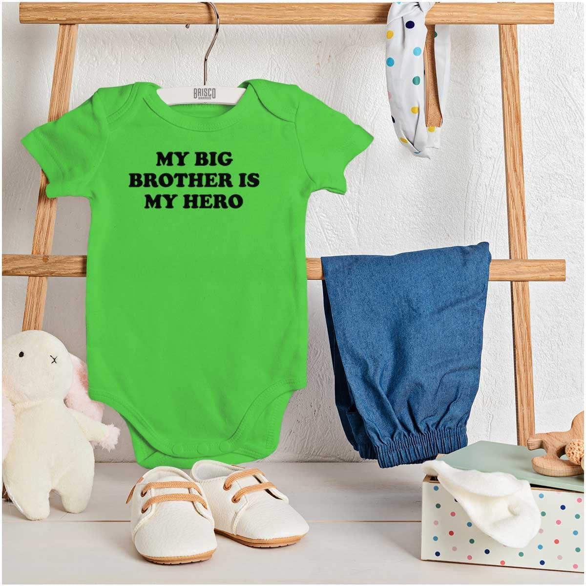 imageBrisco Brands My Big Brother is My Hero Baby Romper Boys or GirlsApple
