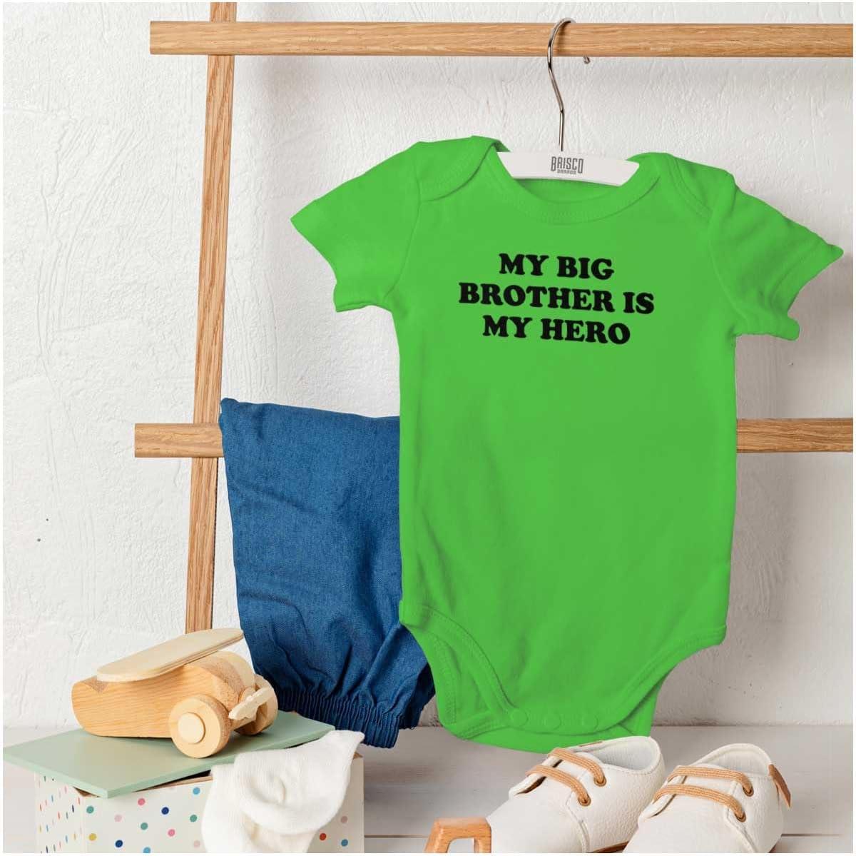 imageBrisco Brands My Big Brother is My Hero Baby Romper Boys or GirlsApple