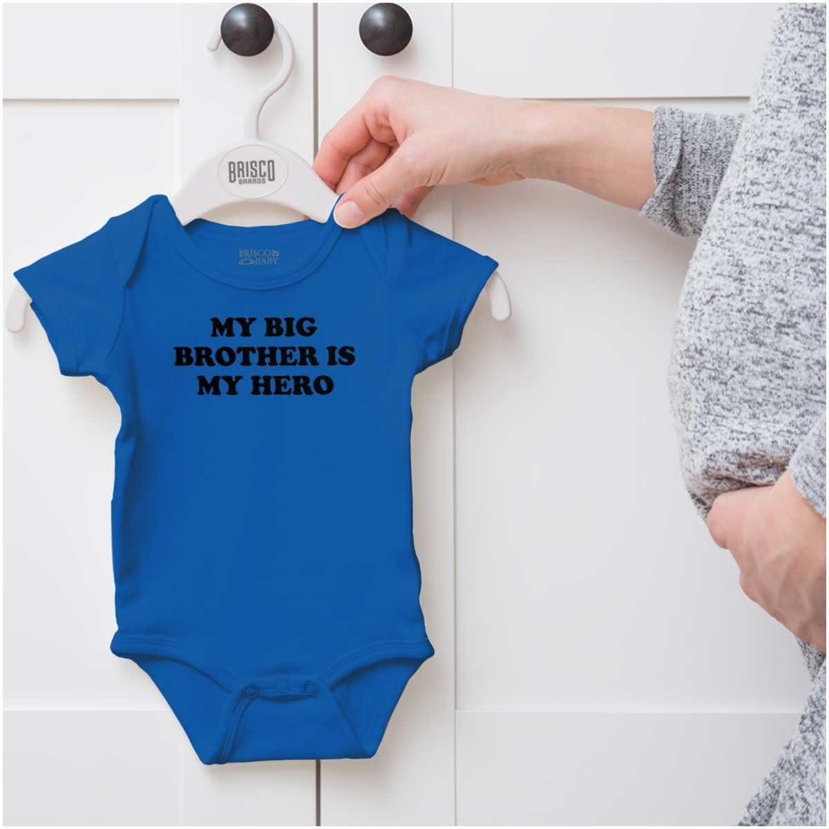 imageBrisco Brands My Big Brother is My Hero Baby Romper Boys or GirlsRoyal