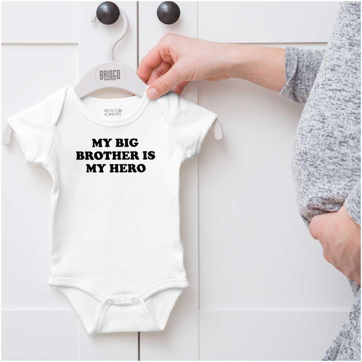 imageBrisco Brands My Big Brother is My Hero Baby Romper Boys or GirlsWhite