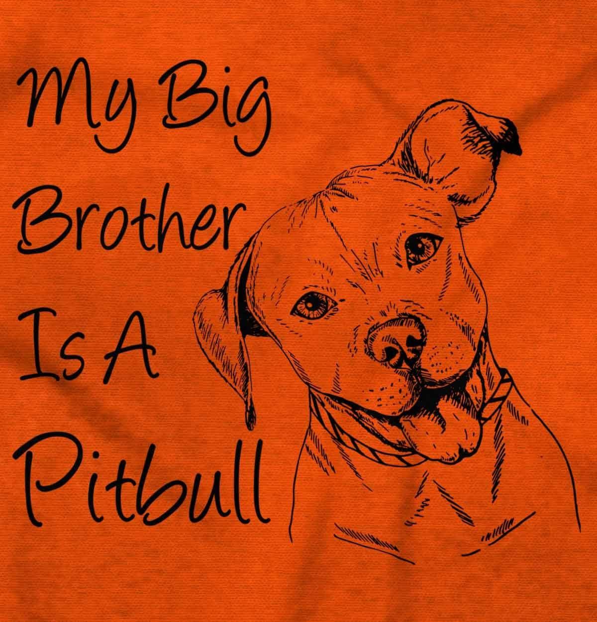 imageBrisco Brands My Big Brother is a Pitbull Dog Lover Baby Romper Boys or GirlsOrange