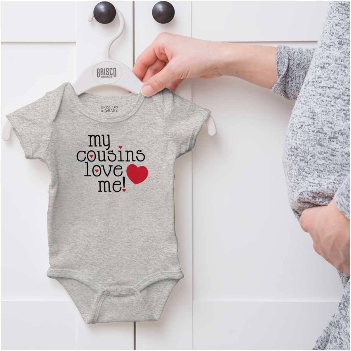 imageBrisco Brands My Cousins Love Me Adorable Lil Cos Baby Romper Boys or GirlsHeather