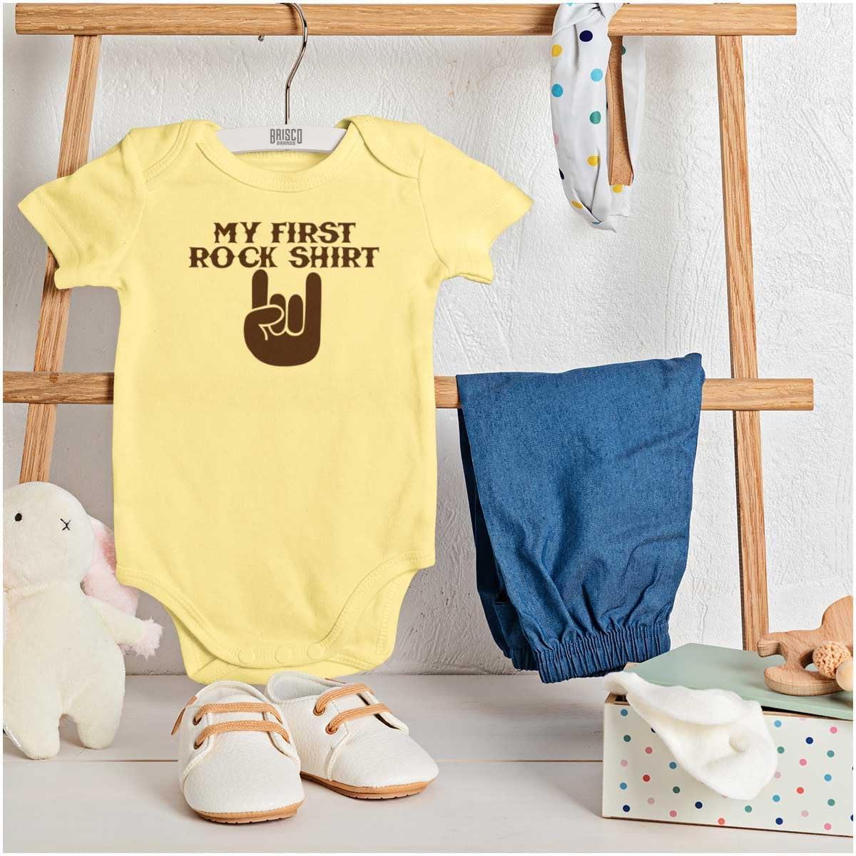 imageBrisco Brands My First Rock Outfit Baby Romper Boys or GirlsBanana