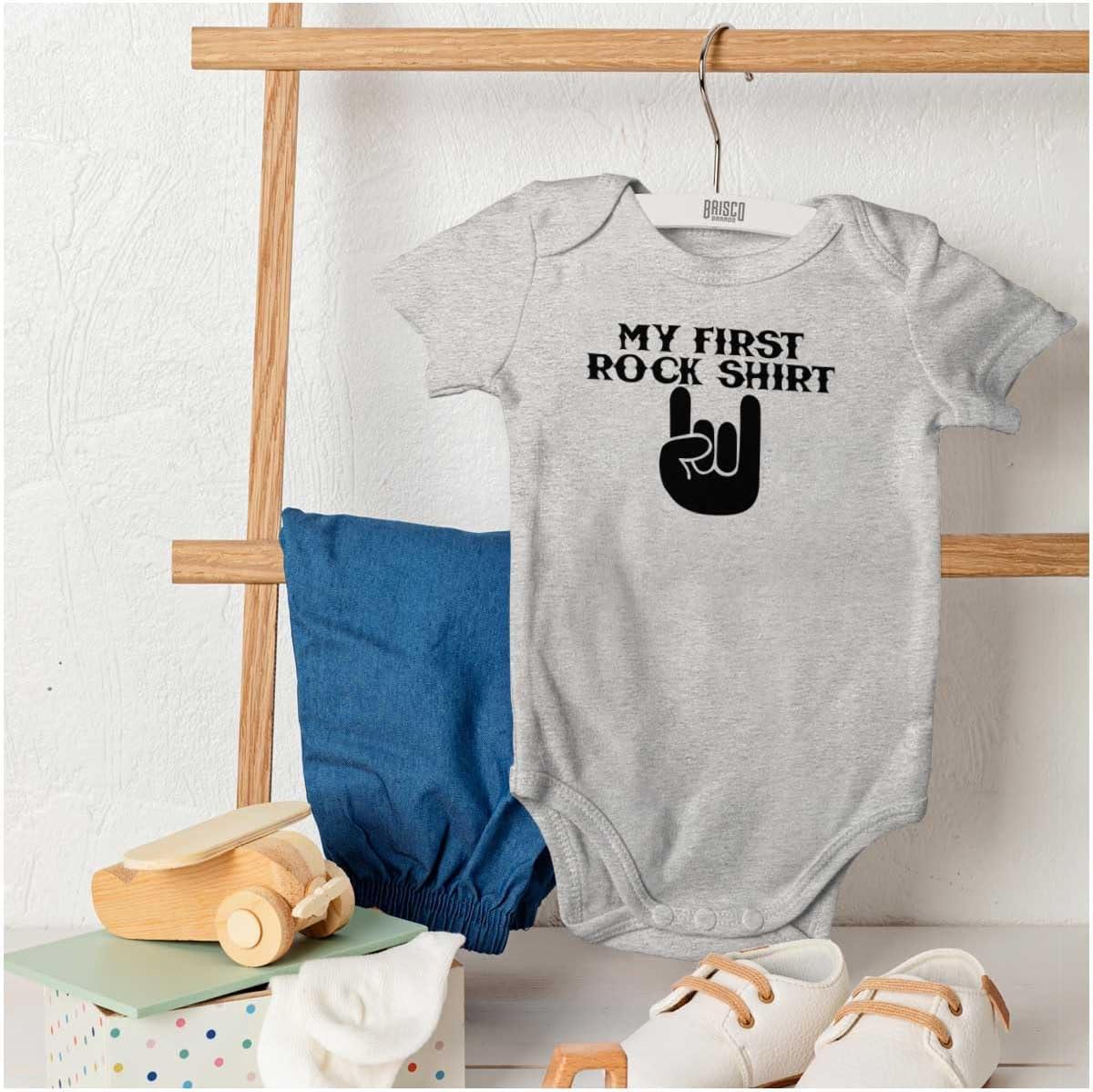imageBrisco Brands My First Rock Outfit Baby Romper Boys or GirlsHeather