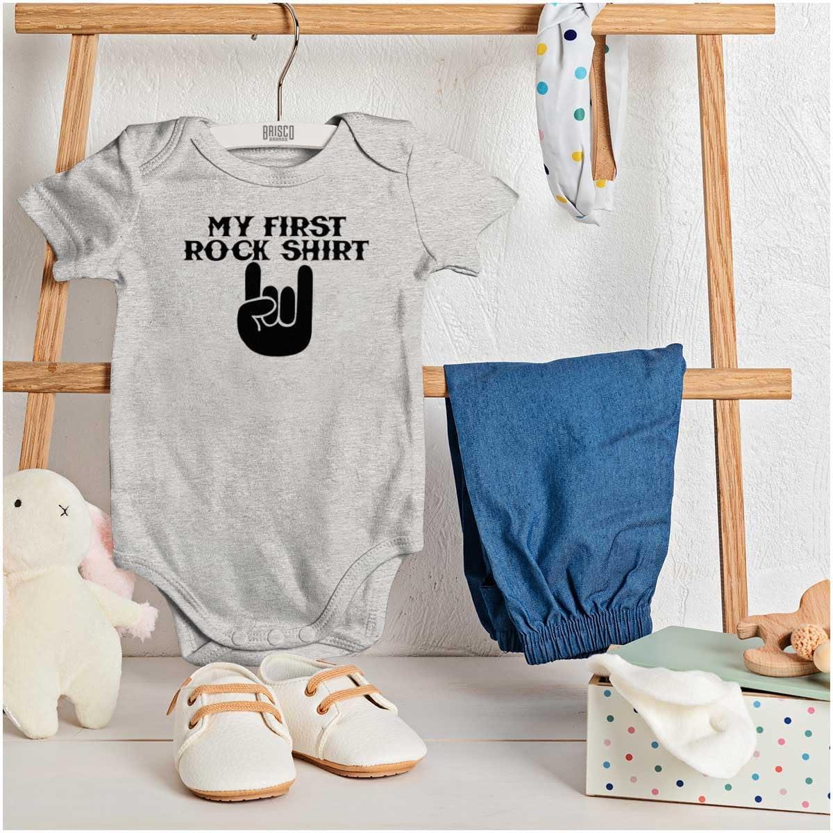 imageBrisco Brands My First Rock Outfit Baby Romper Boys or GirlsHeather