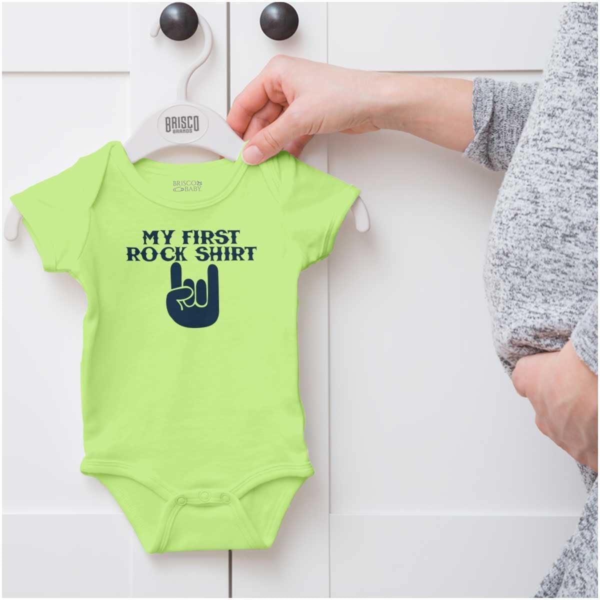 imageBrisco Brands My First Rock Outfit Baby Romper Boys or GirlsKey Lime