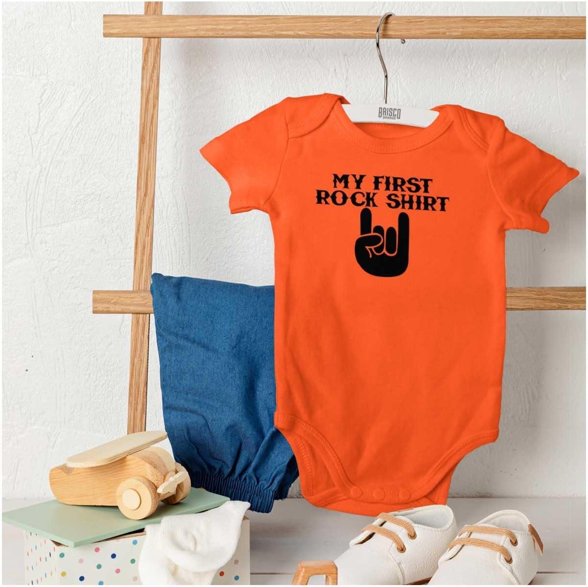 imageBrisco Brands My First Rock Outfit Baby Romper Boys or GirlsOrange