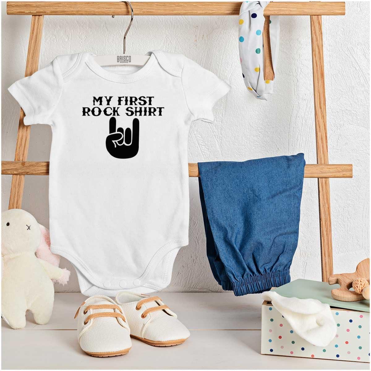 imageBrisco Brands My First Rock Outfit Baby Romper Boys or GirlsWhite