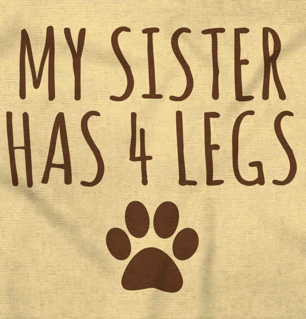 imageBrisco Brands My Sister Has 4 Legs Paw Print Baby Romper Boys or GirlsBanana