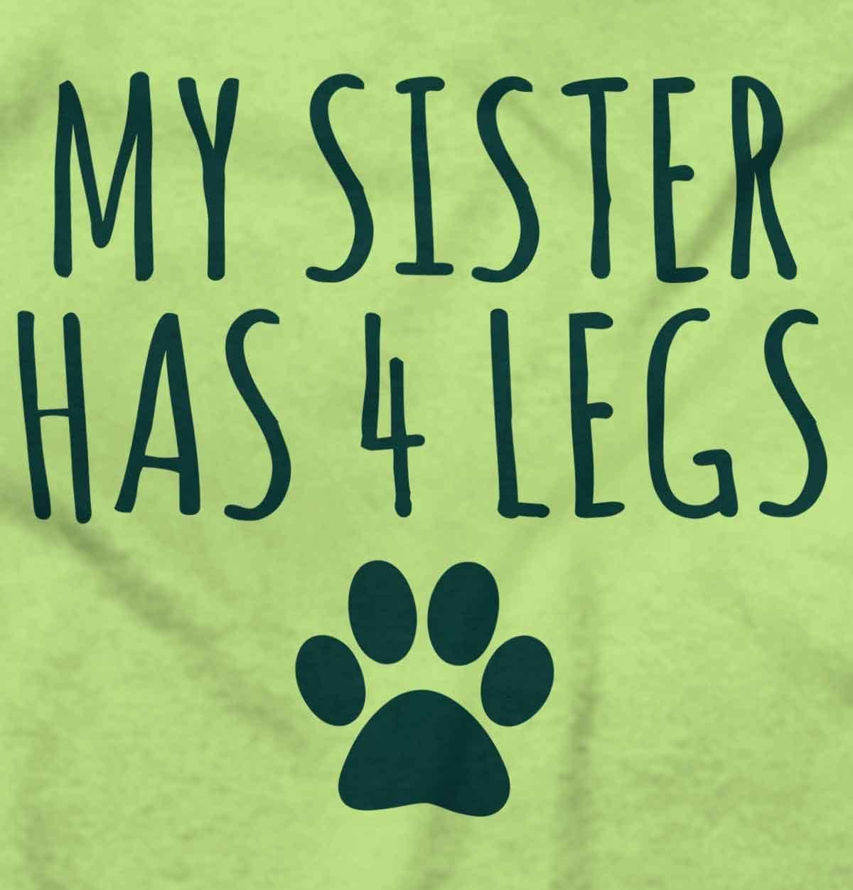 imageBrisco Brands My Sister Has 4 Legs Paw Print Baby Romper Boys or GirlsKey Lime