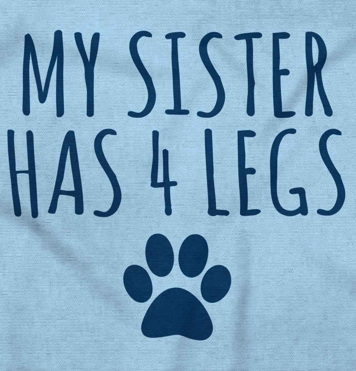 imageBrisco Brands My Sister Has 4 Legs Paw Print Baby Romper Boys or GirlsLight Blue