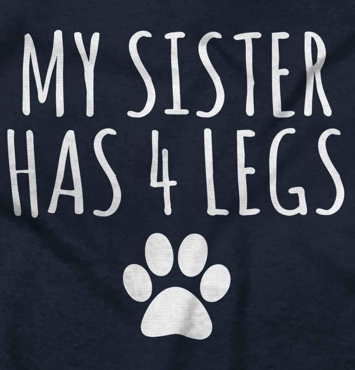 imageBrisco Brands My Sister Has 4 Legs Paw Print Baby Romper Boys or GirlsNavy