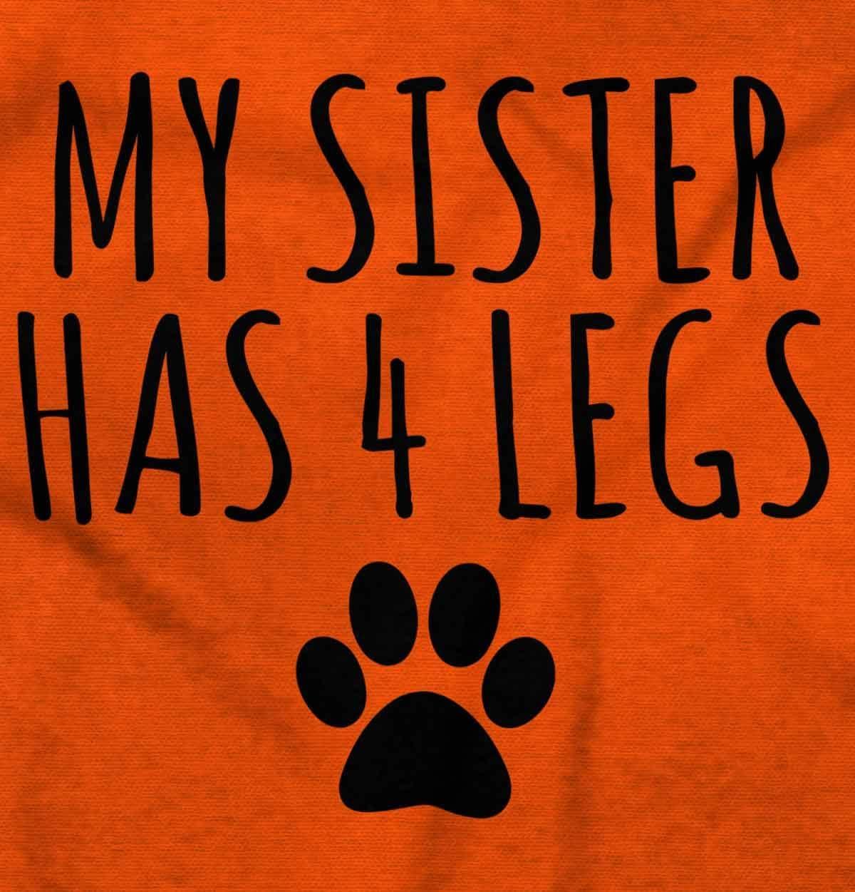 imageBrisco Brands My Sister Has 4 Legs Paw Print Baby Romper Boys or GirlsOrange