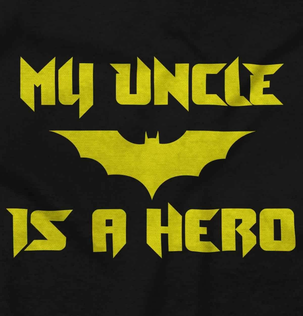 imageBrisco Brands My Uncle is a Hero Superhero Bat Baby Romper Boys or GirlsBlack