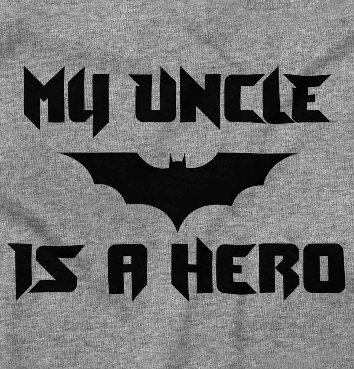 imageBrisco Brands My Uncle is a Hero Superhero Bat Baby Romper Boys or GirlsHeather