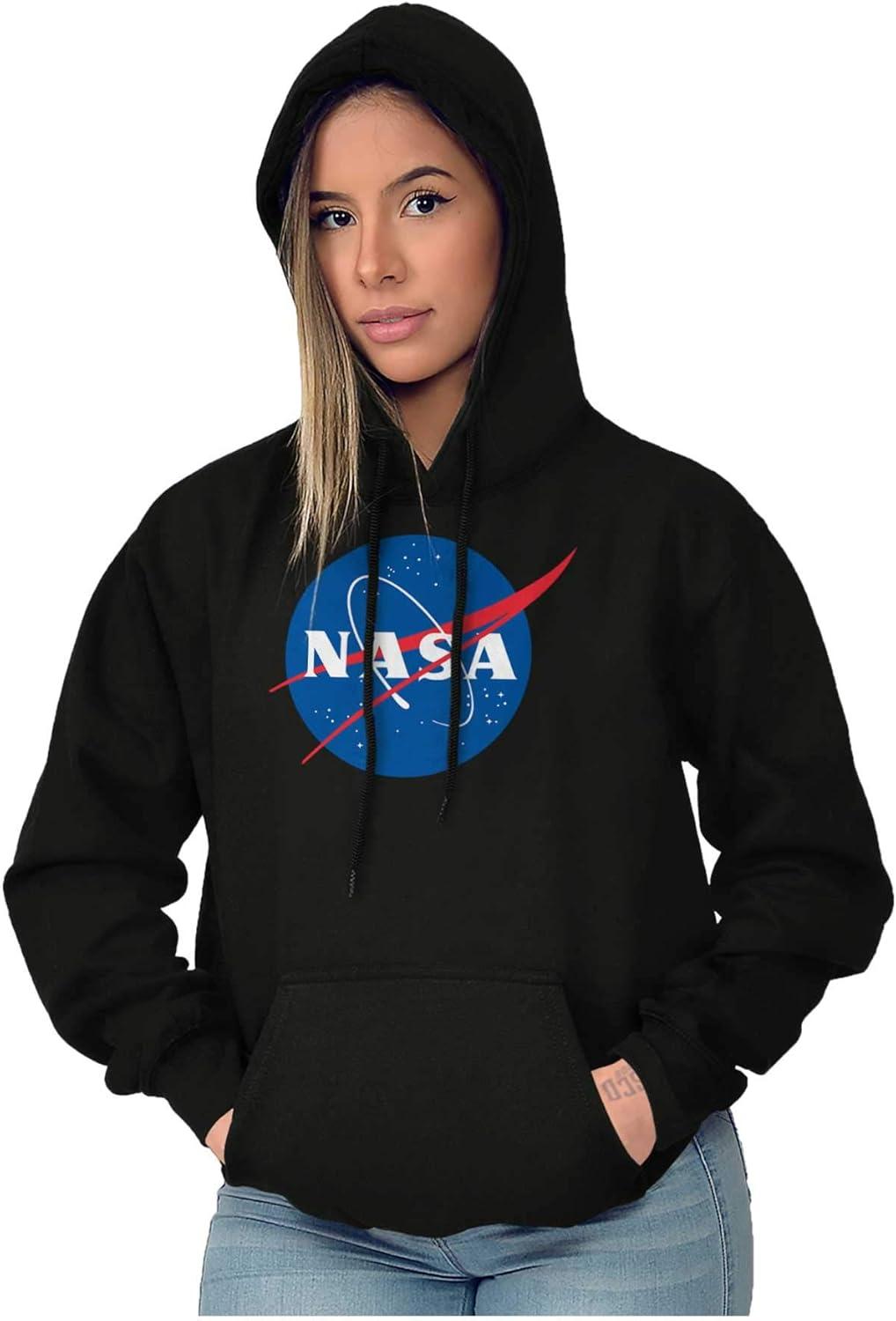 imageBrisco Brands NASA Meatball Classic USA Space Logo Hoodie Sweatshirt Women MenBlack