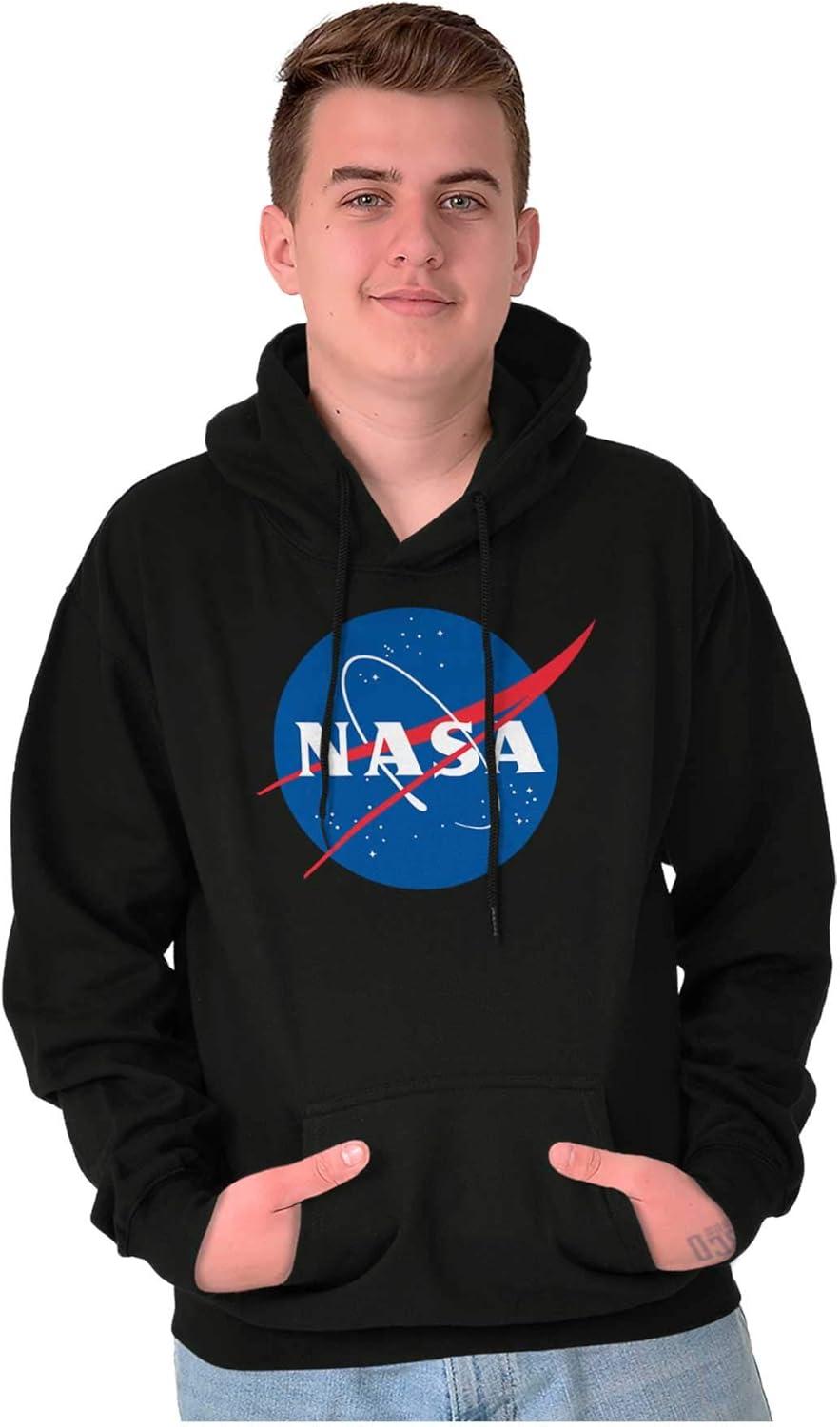 imageBrisco Brands NASA Meatball Classic USA Space Logo Hoodie Sweatshirt Women MenBlack