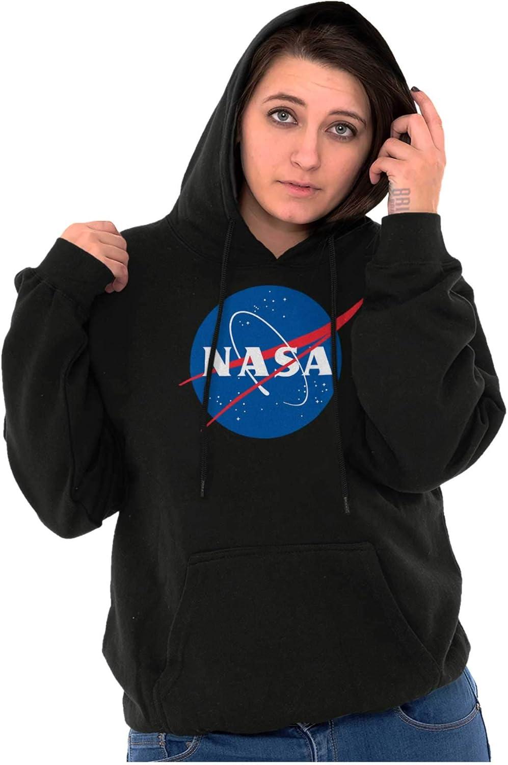 imageBrisco Brands NASA Meatball Classic USA Space Logo Hoodie Sweatshirt Women MenBlack