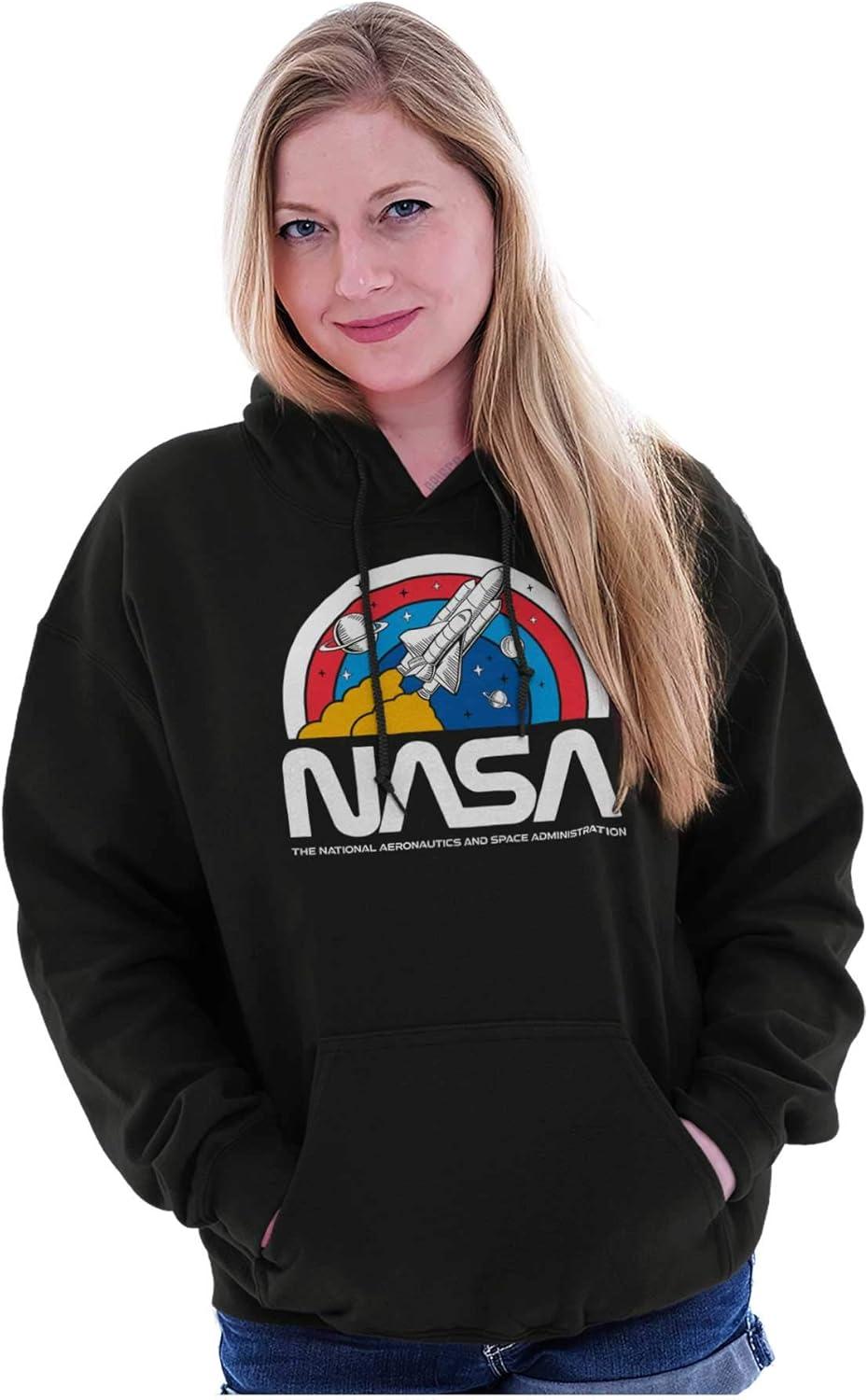 imageBrisco Brands NASA Vintage Retro Space Shuttle Hoodie Sweatshirt Women MenBlack