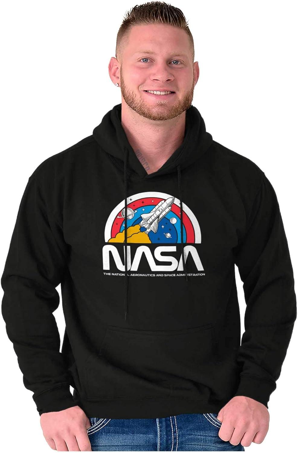 imageBrisco Brands NASA Vintage Retro Space Shuttle Hoodie Sweatshirt Women MenBlack