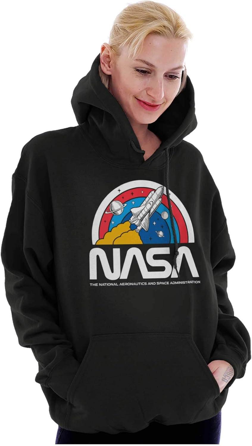 imageBrisco Brands NASA Vintage Retro Space Shuttle Hoodie Sweatshirt Women MenBlack