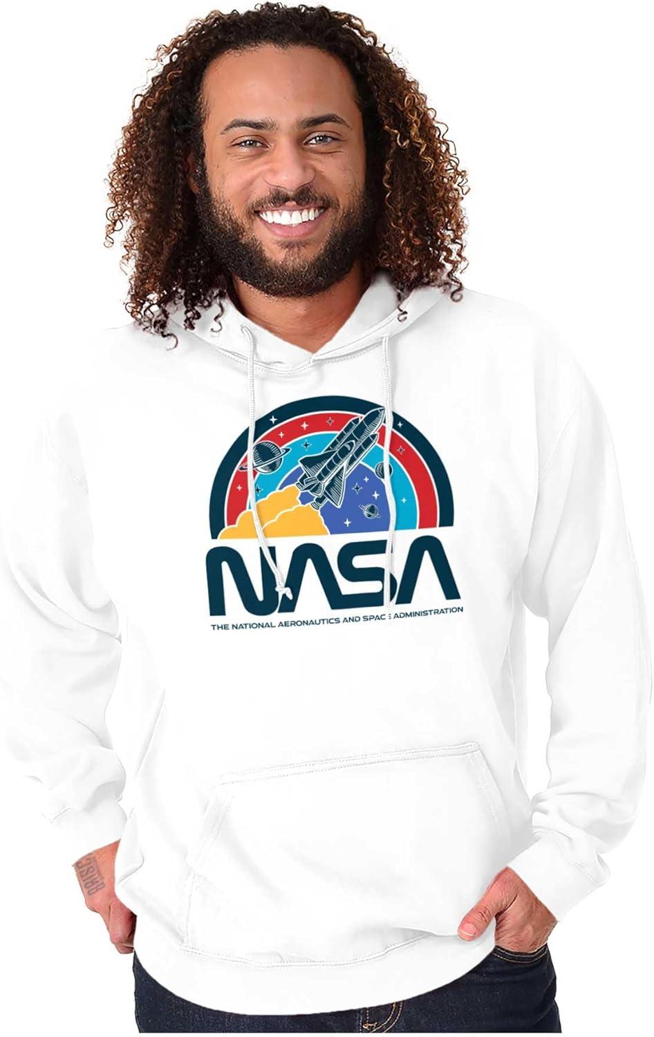 imageBrisco Brands NASA Vintage Retro Space Shuttle Hoodie Sweatshirt Women MenWhite
