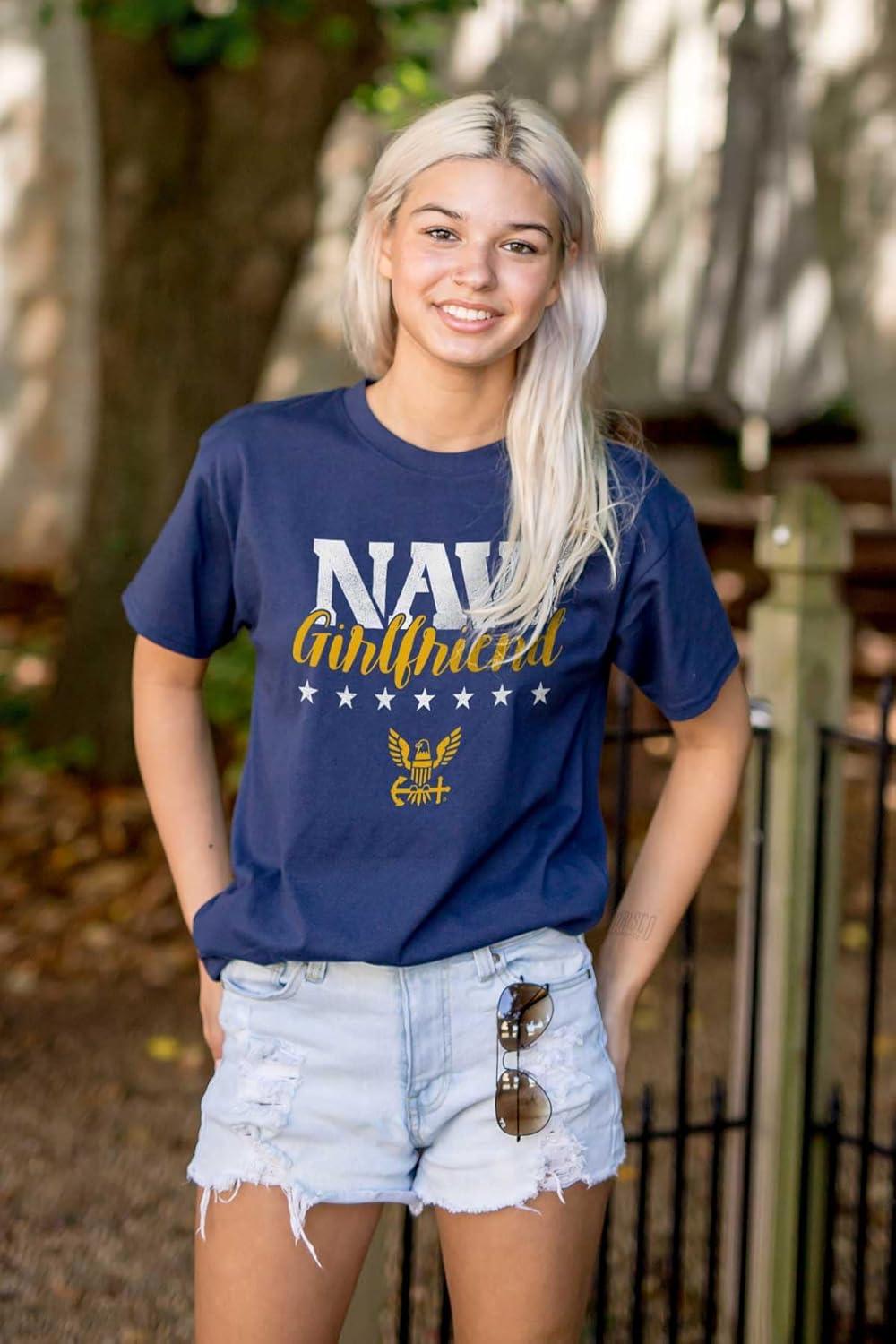 imageBrisco Brands Navy Girlfriend US Womens Graphic T Shirt TeesNavy