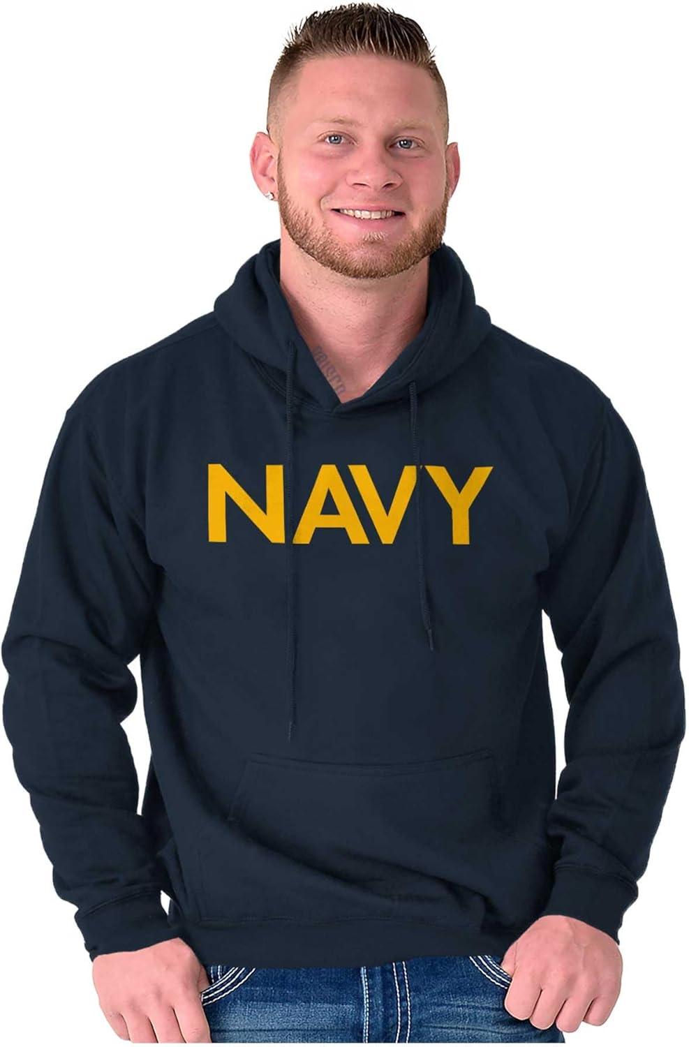 imageBrisco Brands Navy Military Physical Training PT Exercise Workout Hooded SweatshirtNavy
