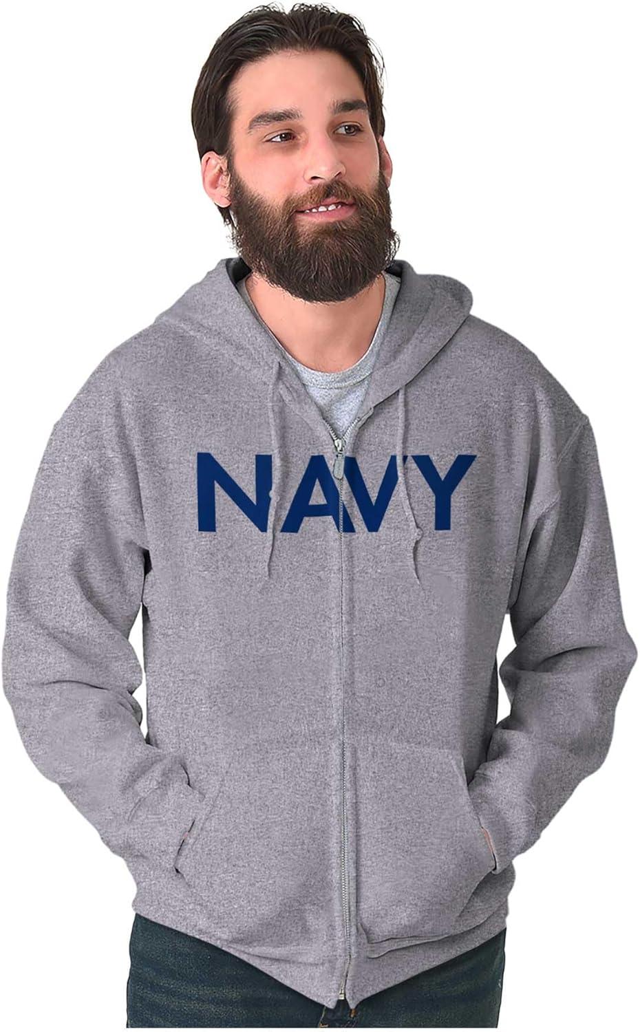 imageBrisco Brands Navy Military Physical Training PT Exercise Workout Zip Up HoodieSport Grey