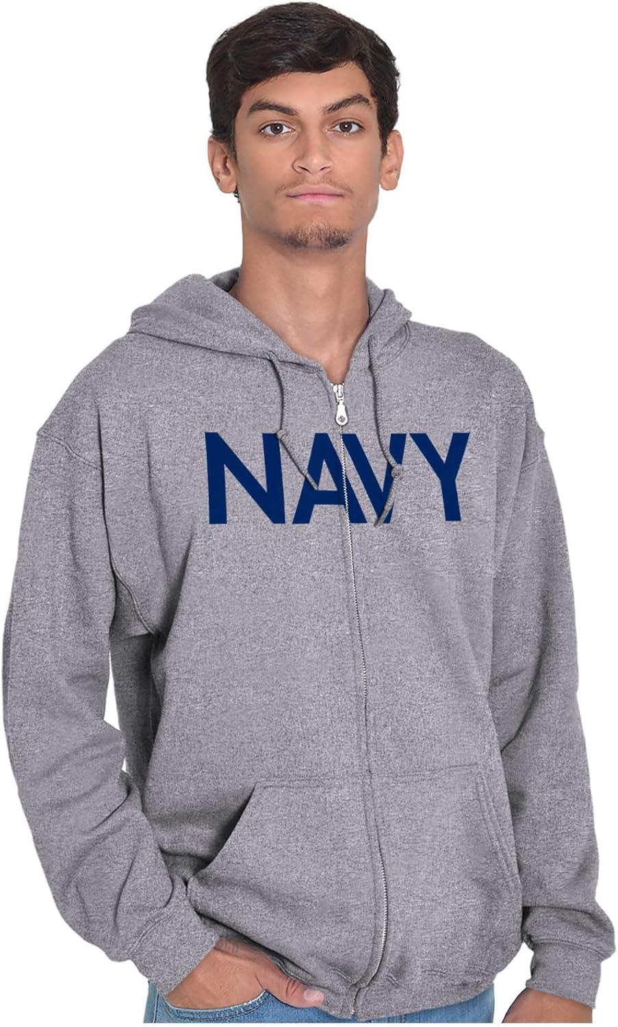 imageBrisco Brands Navy Military Physical Training PT Exercise Workout Zip Up HoodieSport Grey