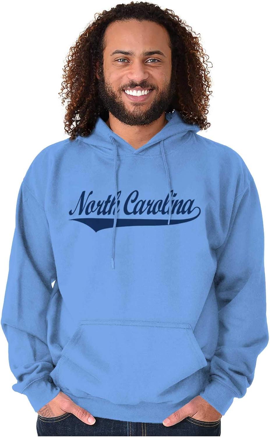 imageBrisco Brands North Carolina NC Athlete Script Font Hoodie Sweatshirt Women MenCarolina Blue