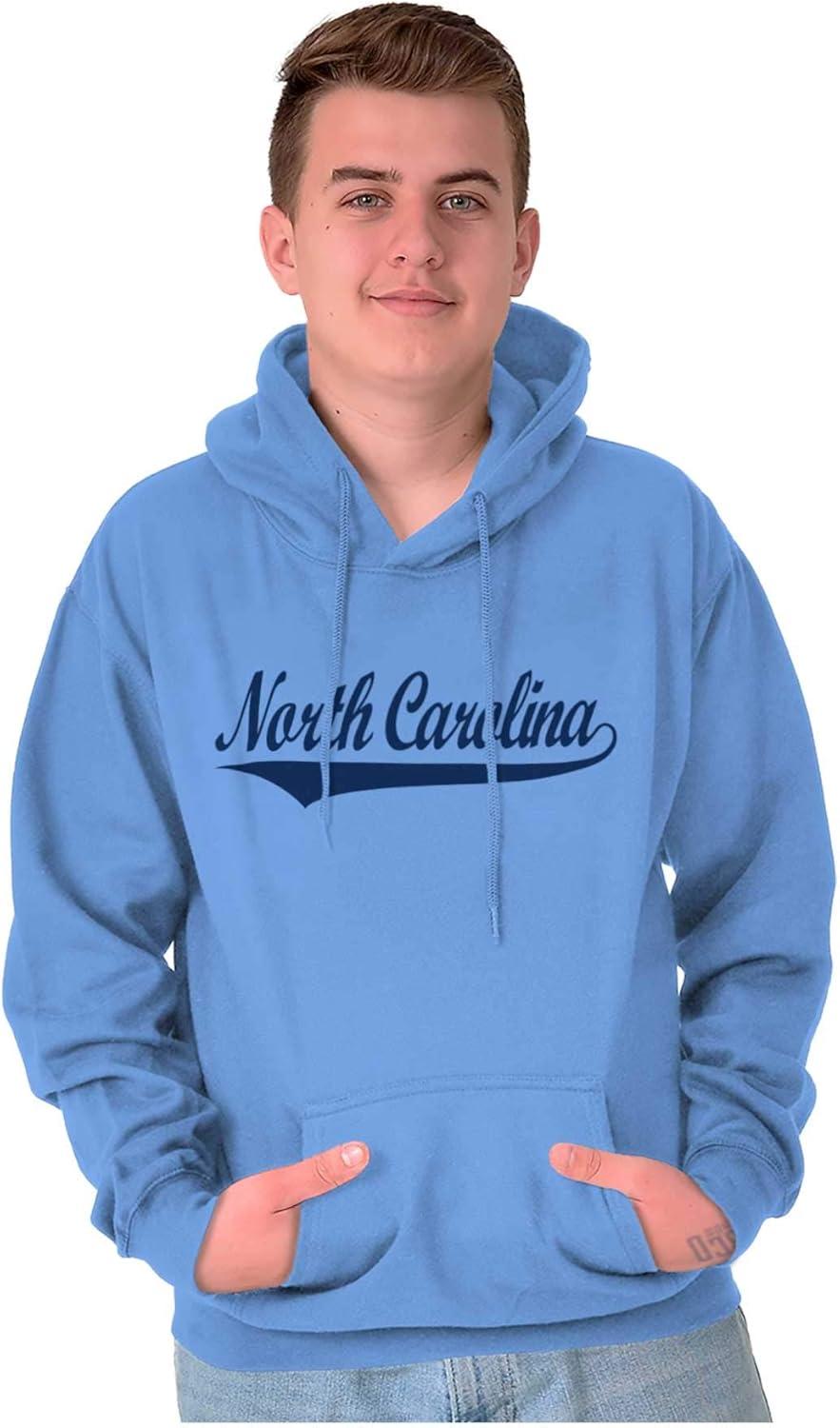 imageBrisco Brands North Carolina NC Athlete Script Font Hoodie Sweatshirt Women MenLight Blue